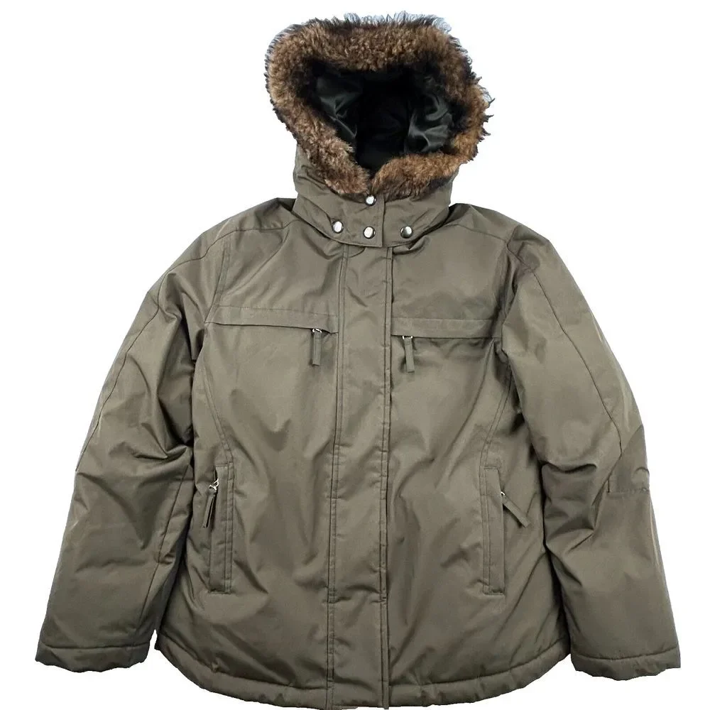 Banana Republic Women‎ M Army Green Puffer Jacket Water Resistant Hood Shearling